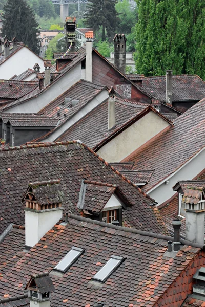 stock image Tile roof of the house in a medieval city in Europe