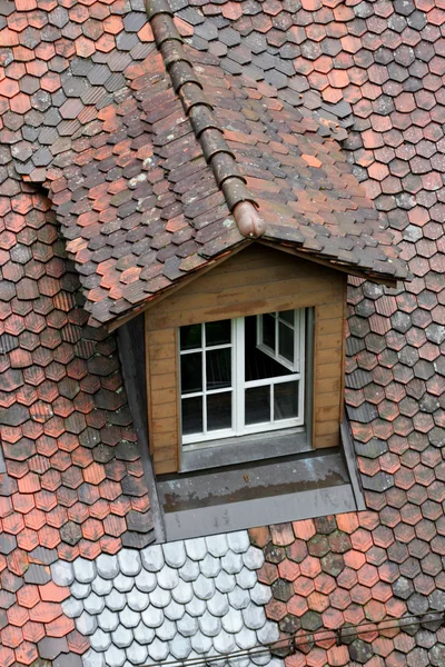 유럽의 중세 도시에 있는 집의 기와 지붕 — 스톡 사진