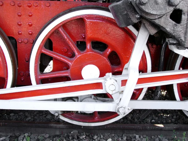 Roda de uma locomotiva a vapor velha — Fotografia de Stock