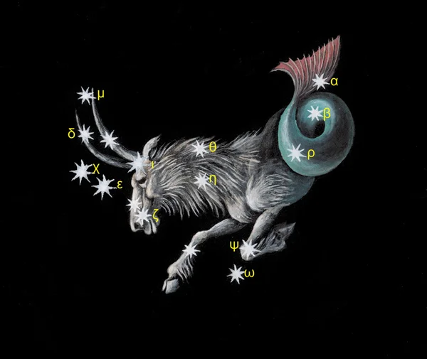 Regístrate en la constelación del zodiaco La cabra marina (Capricornio ) — Foto de Stock