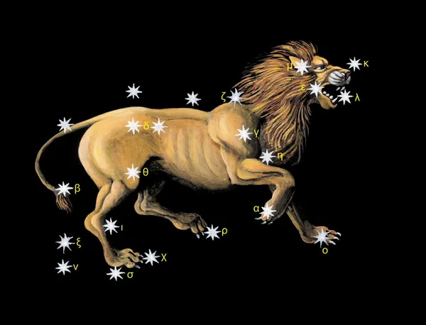 Zarejestruj się na konstelacji Zodiaku lew (Leo) Zdjęcia Stockowe bez tantiem