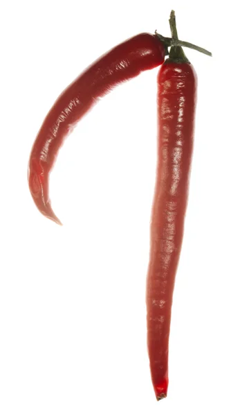 Nummer "1" gemaakt van chili peppers op witte achtergrond — Stockfoto