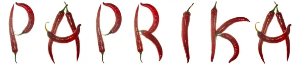 stock image Red hot chilli peppers spelling the word 