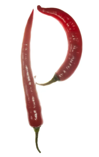 "Y "litera wykonana z papryki chili na białym tle — Zdjęcie stockowe