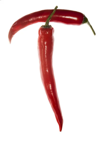 "Z "list z papryki chili na białym tle — Zdjęcie stockowe