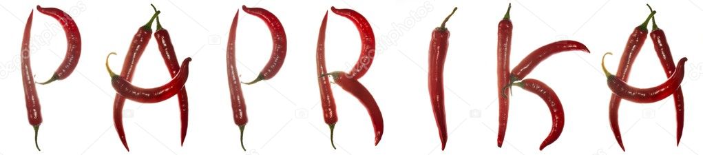 Red hot chilli peppers spelling the word 