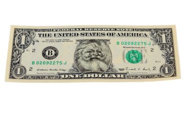 One Dollar bill with Santa Claus clipart