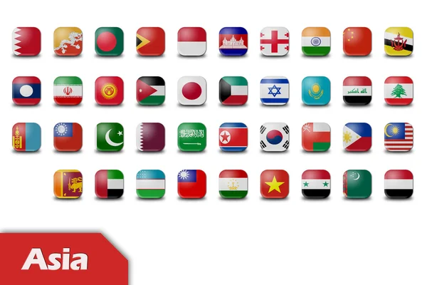 Asiatiska flagga knappar — Stockfoto