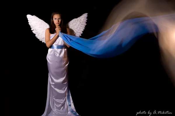 stock image Pretty young angel in white cloth