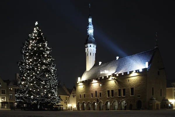 Rathaus, tallinn, estland, weihnachten lizenzfreie Stockbilder