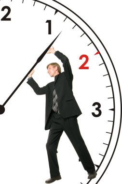 Businessman is stopping time clipart