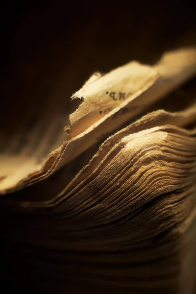 Vintage religious book - the edges of pages. Macro; shallow DOF. — Stock Photo, Image