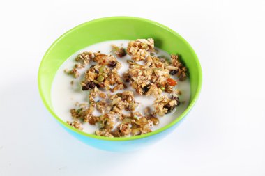 Granola tahıl süt beyaz