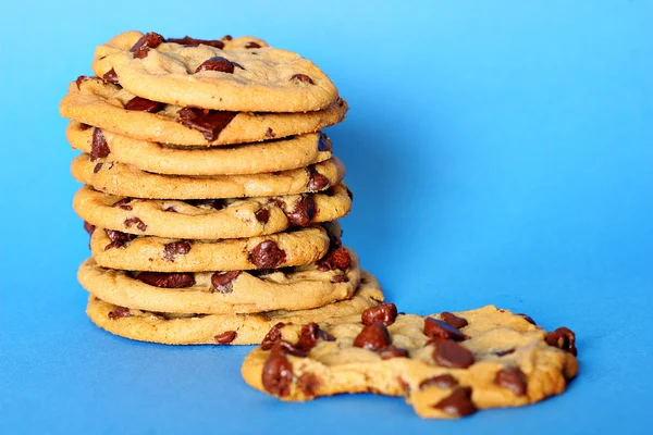 Chocolate chip cookie stack mordida — Fotografia de Stock