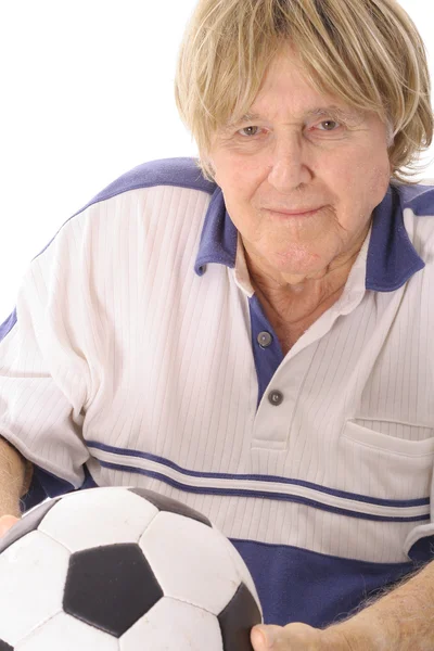 stock image Cool old man with soccer ball