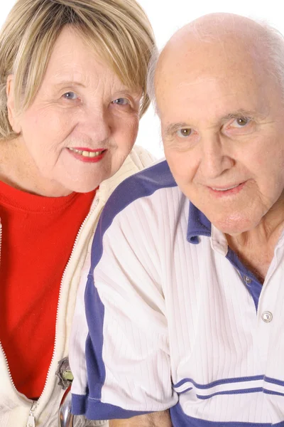 Girato di anziani insieme isolato su bianco verticale — Foto Stock