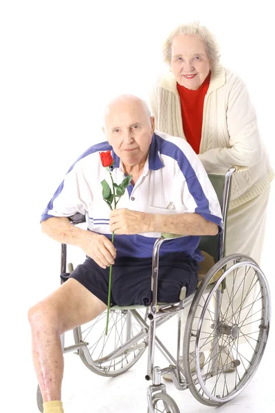 Schot van een paar gelukkig handicap in liefde — Stockfoto