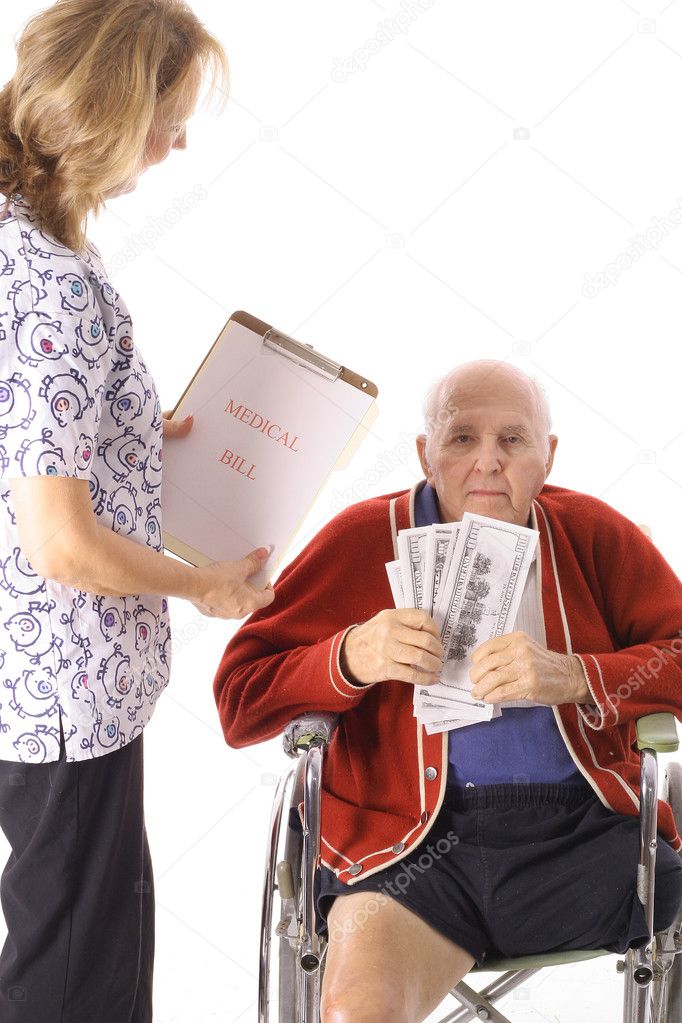 Elderly handicap senior paying medical bill