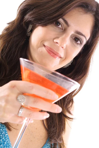 stock image Woman with cocktail angle