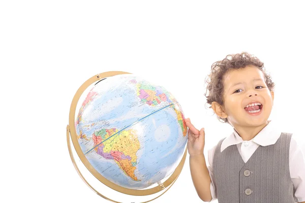 stock image Child spinning a globe