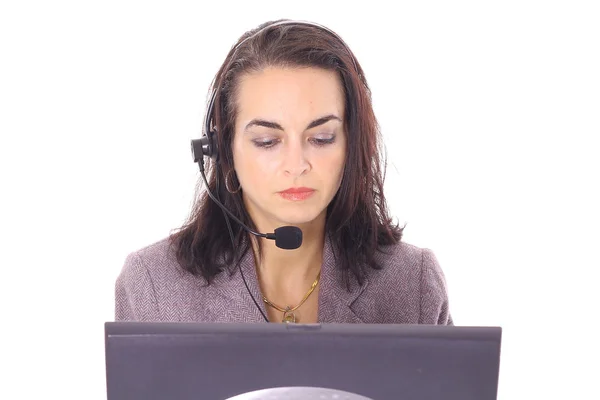 Brunette with headset — Stock Photo, Image