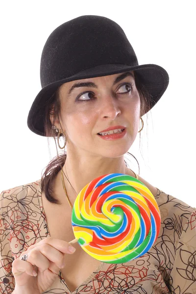 stock image Woman with colorful lollipop