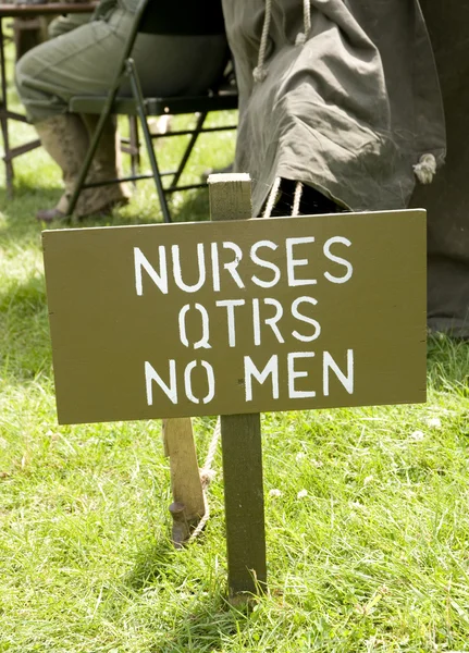 Nurses - No Men sign in US Army Camp — Stock Photo, Image