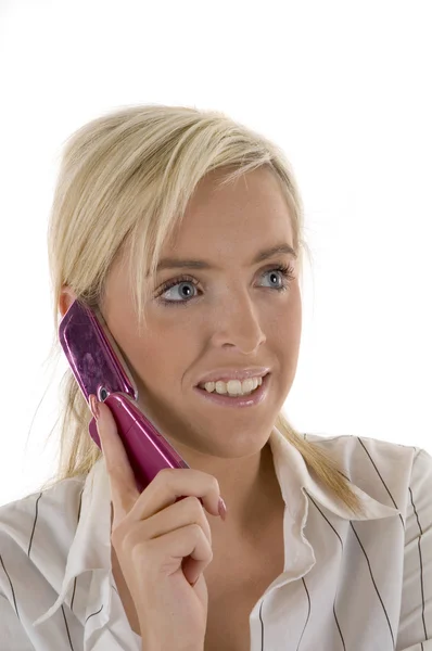 Blond kvinna på telefon — Stockfoto