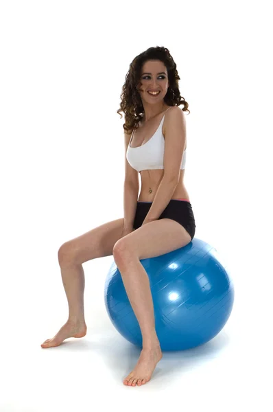 Young Woman on Pilates Ball — Stock Photo, Image
