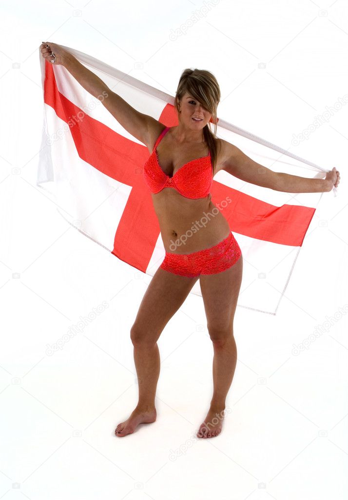 Bikini Girl with England Flag