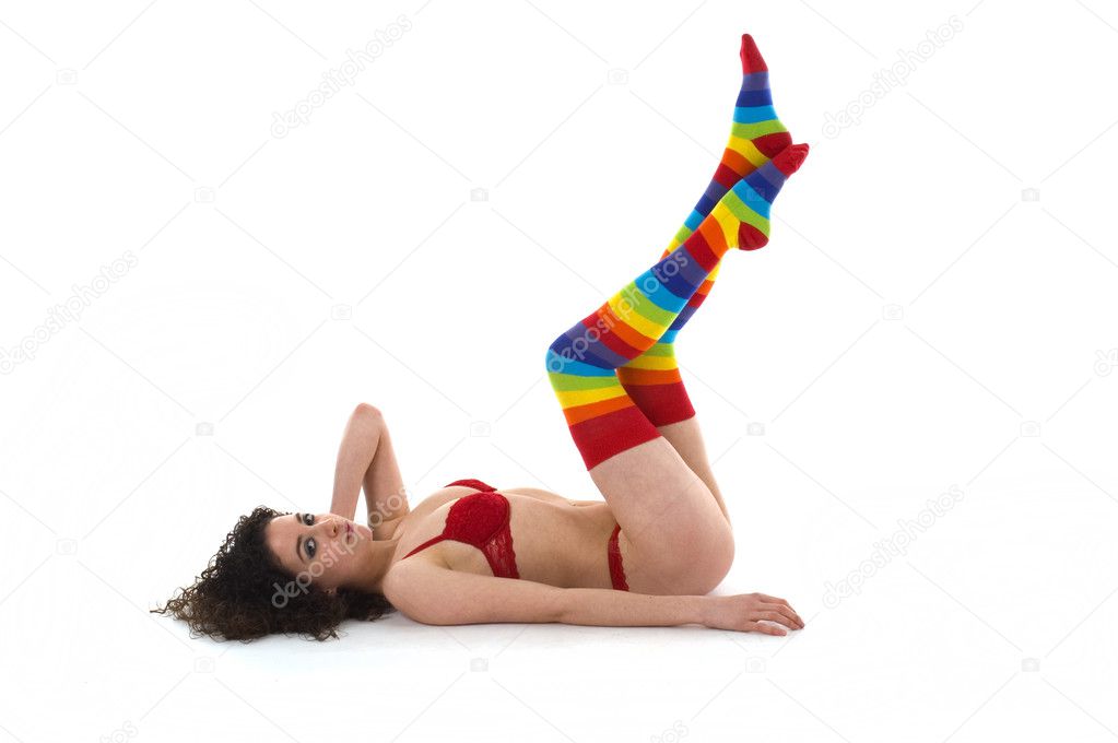 Woman in Stripy Socks 8709