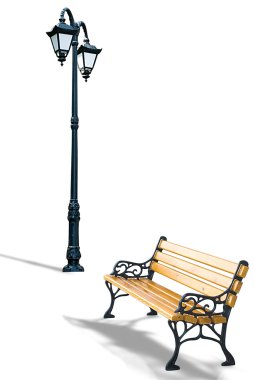 Bench and lamppost clipart