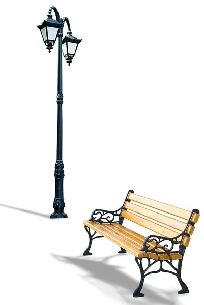 Stock image Bench and lamppost