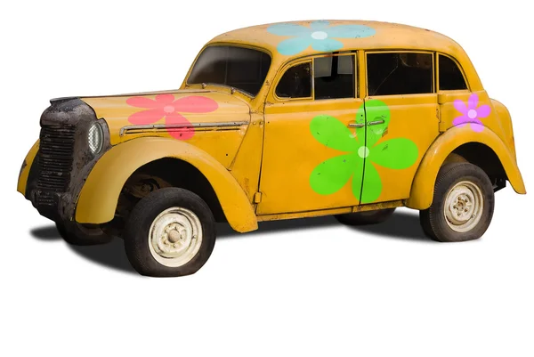 Старий жовтий автомобіль Стокова Картинка