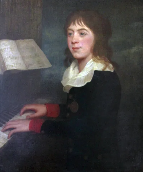 stock image William Crotch (1775-1847), English composer, playing piano