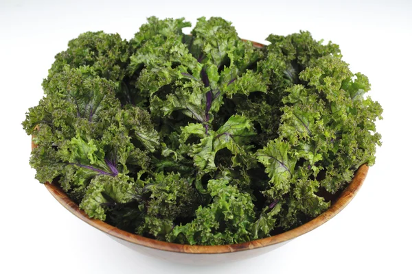 Red Kale, Wood Bowl — Stock Photo, Image