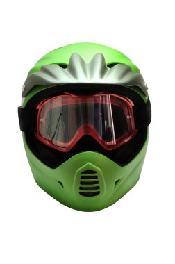 Full face cycling helmet with goggles for extreme riding clipart