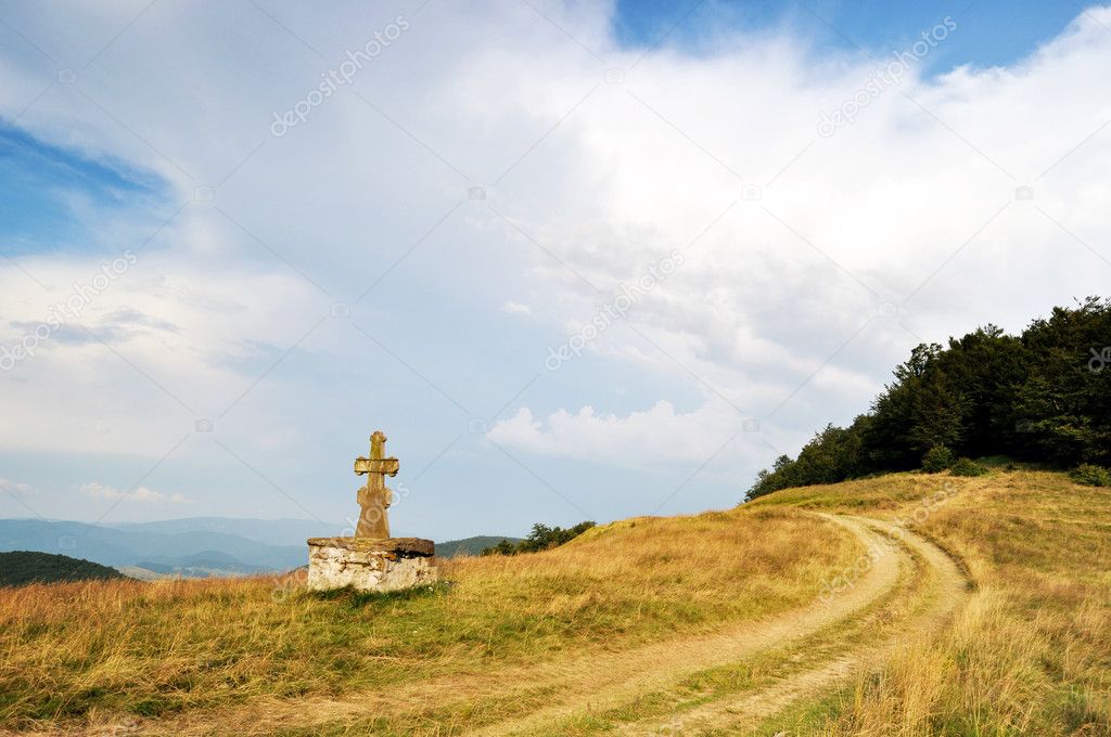 Stone cross and lost roads