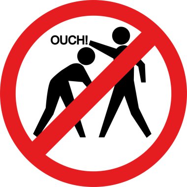 Ouch sign. Hitting and beating is forbidden clipart