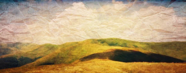 Panorama grunge de prados de montaña — Foto de Stock