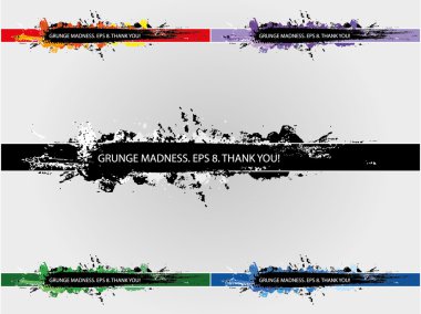 Grunge banners set in five colors