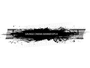 Grunge cinema banner with splash clipart