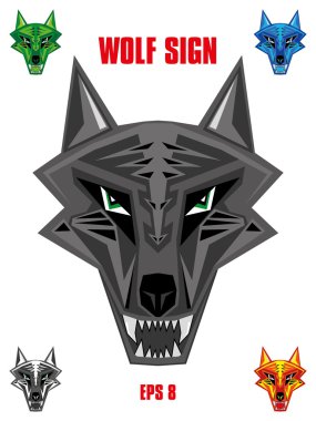 Wolf emblem in sharp futuristic style clipart