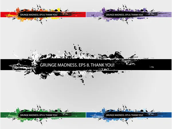 Grunge bannières en cinq couleurs — Image vectorielle