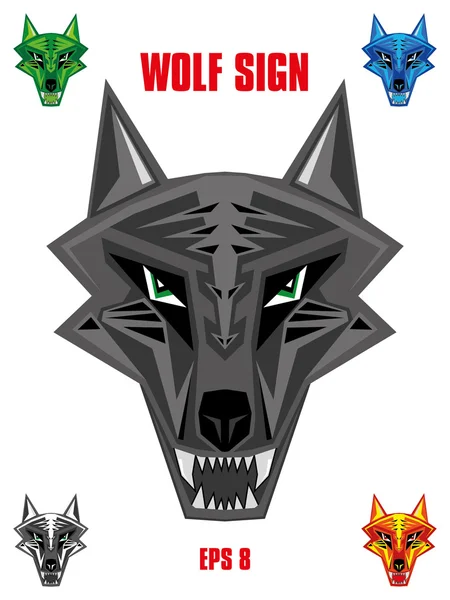 Vlk znak v ostré futuristický styl — Stockový vektor