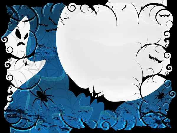 Cartão de Halloween ou fundo em design azul — Vetor de Stock