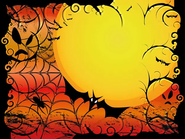 ハロウィン カードまたはオレンジ色と赤のデザインの背景 — ストックベクタ