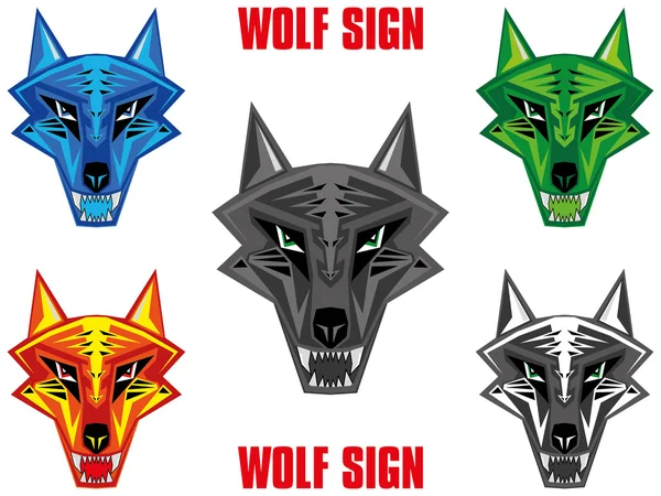 stock image Wolf emblem in sharp futuristic red indian style