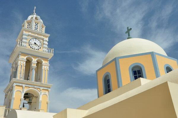 The only part of the Catholic church on the island of Santorini
