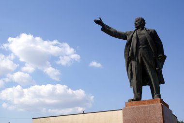 Lenin and clouds in Dzhankoy clipart